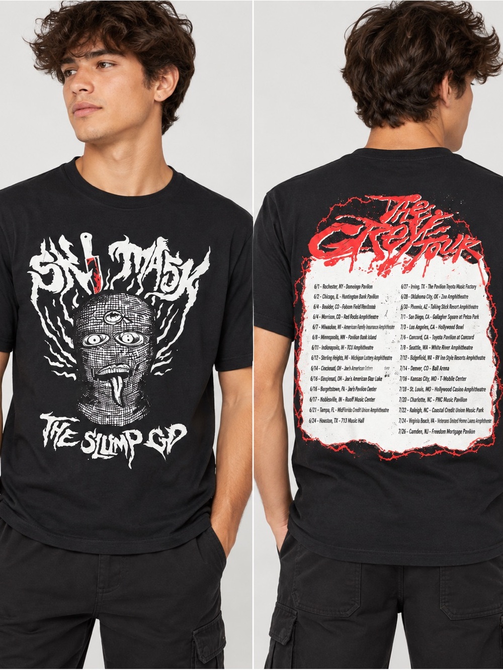 Ski Mask The Slump God Tour Graphic Tee Black Men’s Medium NWT